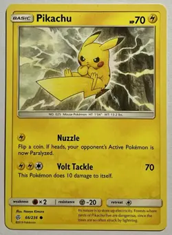 Pikachu 66/236 (NM) Common Sun & Moon: Cosmic Eclipse 2019 Pokemon Card TCG - Image 1