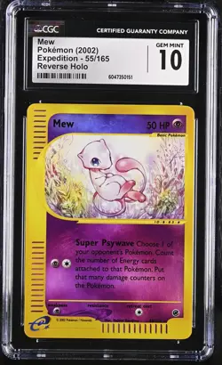 CGC 10 Mew 2002 Expedition 55/165 Reverse Holo Pokemon Card - Image 1