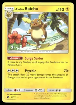 Alolan Raichu 31/111 Rare Crimson Invasion Pokemon Lightly Played - Image 1