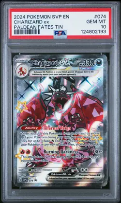 2024 POKEMON SVP EN-SV BLACK STAR PROMO PALDEAN FATES TIN CHARIZARD EX PSA 10 - Image 1