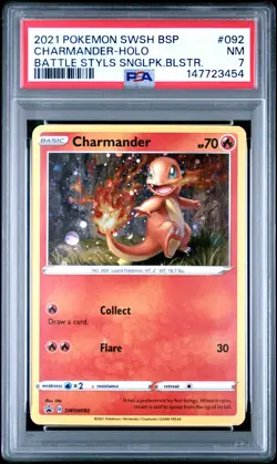 2021 POKEMON SWSH BLACK STAR PROMO #092 CHARMANDER-HOLO PSA 7 - Image 1