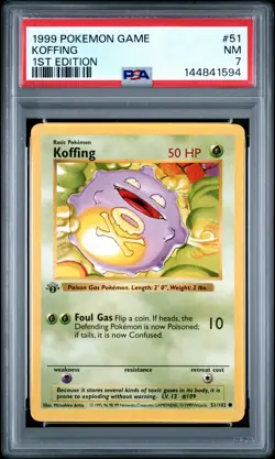 1999 POKEMON GAME 1ST ED #51 KOFFING PSA 7 - Image 1