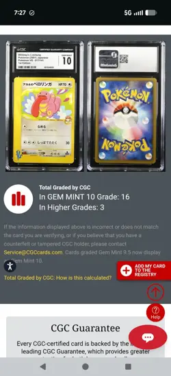 (POP 16) CGC 10 GEM MINT Whitney's Lickitung 017/141 Japanese Pokemon VS 1st Ed. - Image 4