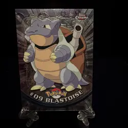 2000 Pokemon Topps Chrome BLASTOISE #09 Base Foil TV Animation Series Light Play - Image 1