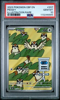 PSA 10 Pidgey 207/197 Illustration Rare Obsidian Flames Pokemon TCG - Image 1