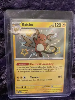 Pokemon TCG Raichu Scarlet & Violet Paldean Fates Holo Shiny Rare Card 132/091 - Image 1