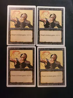 4x Unholy Strength Revised Edition 3ed NM Magic The Gathering White Boarder - Image 1