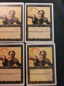 4x Unholy Strength Revised Edition 3ed NM Magic The Gathering White Boarder - Image 3