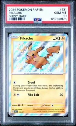 2024 POKEMON PAF EN-PALDEAN FATES SHINY RARE #131 PIKACHU PSA 10 - Image 1