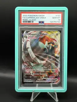 PSA 10 Gem Mint 2020 Pokemon SWSH FA/Copperajah VMAX #137/192 Rebel Clash - Image 1