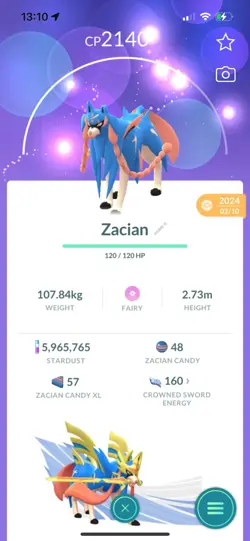 Pokemon Go Legendary Zacian ( Normal ) ( Reduced) - Image 1