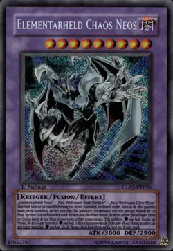 Elemental Hero Chaos Neos German 1st Ed Secret Rare GLAS-DE036 Yu-Gi-Oh! - Image 1