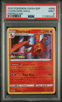 2020 POKEMON SWSH BLACK STAR PROMO PRERELEASE #066 CHARIZARD-HOLO PSA 9 - Image 1