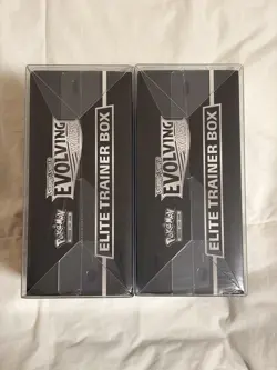 Pokemon TCG: SW&SH Evolving Skies ETB Pair Of 2 Artworks w Plastic Display Case - Image 5