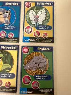 Pokemon 1999 Burger King PokeTrivia 8 Card Lot; Movie Collectibles, Near-Mint - Image 3