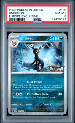 PSA 8 Umbreon - Obsidian Flames Stamped - Promo - 130/197 Pokemon Card TCG 2023 - Image 1