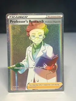 Professor's Research Full Art 209/202 Rainbow Rare Sword & Shield Pokemon TCG NM - Image 1