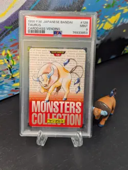 Vintage 1996 Pokemon JPN ⛩ Bandai Carddass ⭐ Vending Tauros #128 🐂 PSA 9 - Image 1