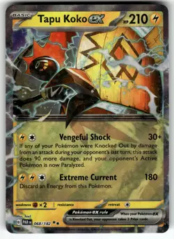 Tapu Koko ex - 068/182 SV04: Paradox Rift NM Pokemon Card TCG - Image 1