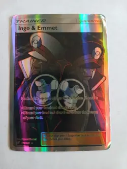 Pokemon TCG Ingo & Emmet Trainer Full Art 176/181 Sun & Moon Team Up holo - Image 1