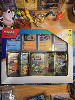 COSTCO Pokemon TCG Scarlet & Violet Paldea Friends Mini Tin 5-Pack New Sealed! - Image 1