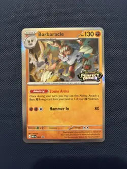 Pokemon TCG Perfect Order Barbaracle MEP065 Stamped Pre Release - Image 1