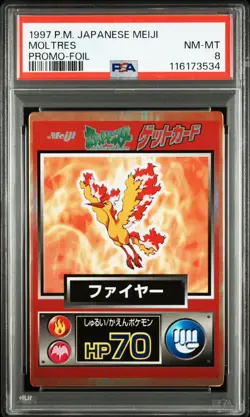 1997 POKEMON JPN MEIJI PROMO FOIL MOLTRES PSA 8 - Image 1