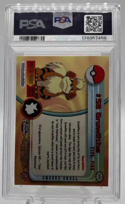 2000 Pokemon Topps Chrome TV Growlithe #58 Tekno Holo PSA 8 NM-MT POP 7 - Image 2