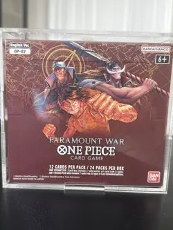One Piece OP-02 Red Bottom Paramount War Booster Box English in Acrylic case - Image 1