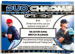 2025 Optichrome Plat Blue Crystal Seaver King & Bryce Rainer Dual Autograph #6/7 - Image 2