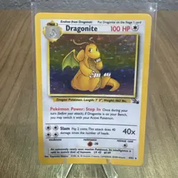Pokemon TCG Dragonite Fossil Holo Unlimited Rare Card 4/62 great shape! 🔥 - Image 1