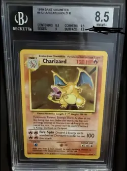1999 Pokemon BGS 8.5 Base Set Charizard Holo Rare Card 4/102 NM/MT+ - Image 1