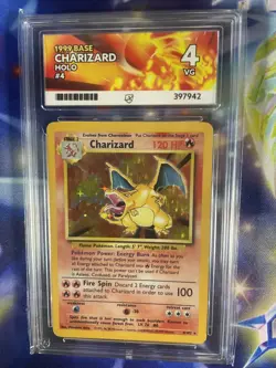 1999 Pokemon TCG Charizard Base Set Holo Rare Card 4/102 Ace 4 VG - Image 1
