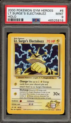 Pokemon Lt. Surge's Electabuzz Gym Heroes Unlimited Holo Rare #6 PSA 9 Mint - Image 1