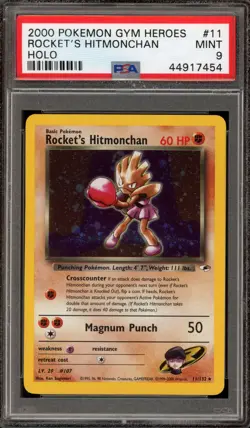 Pokemon Rocket's Hitmonchan Gym Heroes Unlimited Holo Rare #11 PSA 9 Mint - Image 1