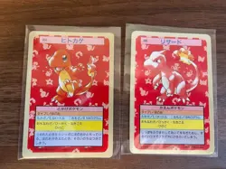 Vintage Pokemon Topsun 1995 Charmander Charmeleon 004 005 Green Blue Back F/S JP - Image 1