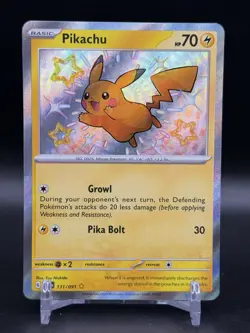 Pikachu Shiny Rare 131/091 Paldean Fates Pokemon English NM Baby Shiny - Image 1