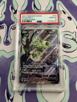 PSA Gem Mint 10 Pokemon TCG Celebi V Fusion Strike 245/264 Alternate Full Art - Image 1