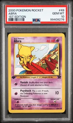 2000 POKEMON ROCKET 1ST ED #49 ABRA PSA 10 - Image 1