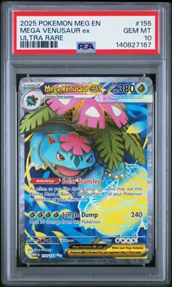 2025 POKEMON MEG EN-MEGA EVOLUTION ULTRA RARE #155 MEGA VENUSAUR EX PSA 10 - Image 1