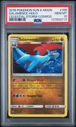 2018 POKEMON SUN & MOON CELESTIAL STORM COSMOS #106 SALAMENCE-HOLO PSA 10 - Image 1