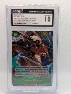 2026 One Piece The Azure Sea's Seven OP14-119 Dracule Mihawk SEC Alt Art CGC 10 - Image 1