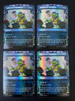 MTG- Donatello's Technique x4 - TMNT (Borderless) - All FOIL - Image 1