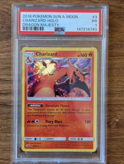 2018 Pokemon SM Sun Moon Dragon Majesty PSA 1 Charizard #3 Holo FRESH CASE SLAB - Image 1