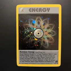 Pokemon TCG Rainbow Energy 17/82 Team Rocket Holo SWIRL LP+ - Image 1