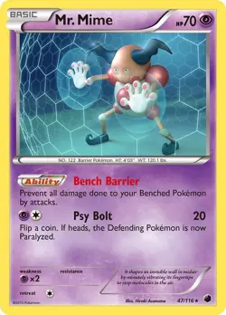 Mr. Mime 47/116 Plasma Freeze LP Pokemon Card TCG - Image 1