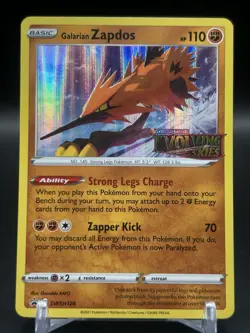 Pokemon Galarian Zapdos Evolving Skies Prerelease Black Star Promo SWSH124 NM - Image 1
