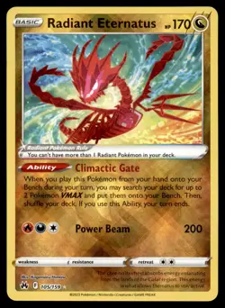 Radiant Eternatus 105/159 Radiant Rare Crown Zenith Pokemon Holo Near Mint - Image 1