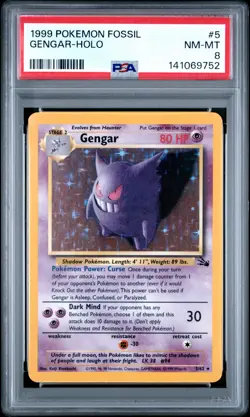 1999 POKEMON FOSSIL GENGAR-HOLO #5 PSA NM-MT 8 - Image 1