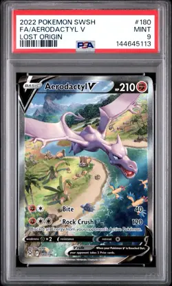 Pokemon TCG Aerodactyl V 180/196 Alt Art Holo Rare Lost Origin PSA 9 - Image 1